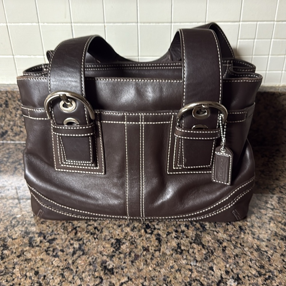 Vintage Coach Satchel Soho Brown Leather Shoulder Bag F10911